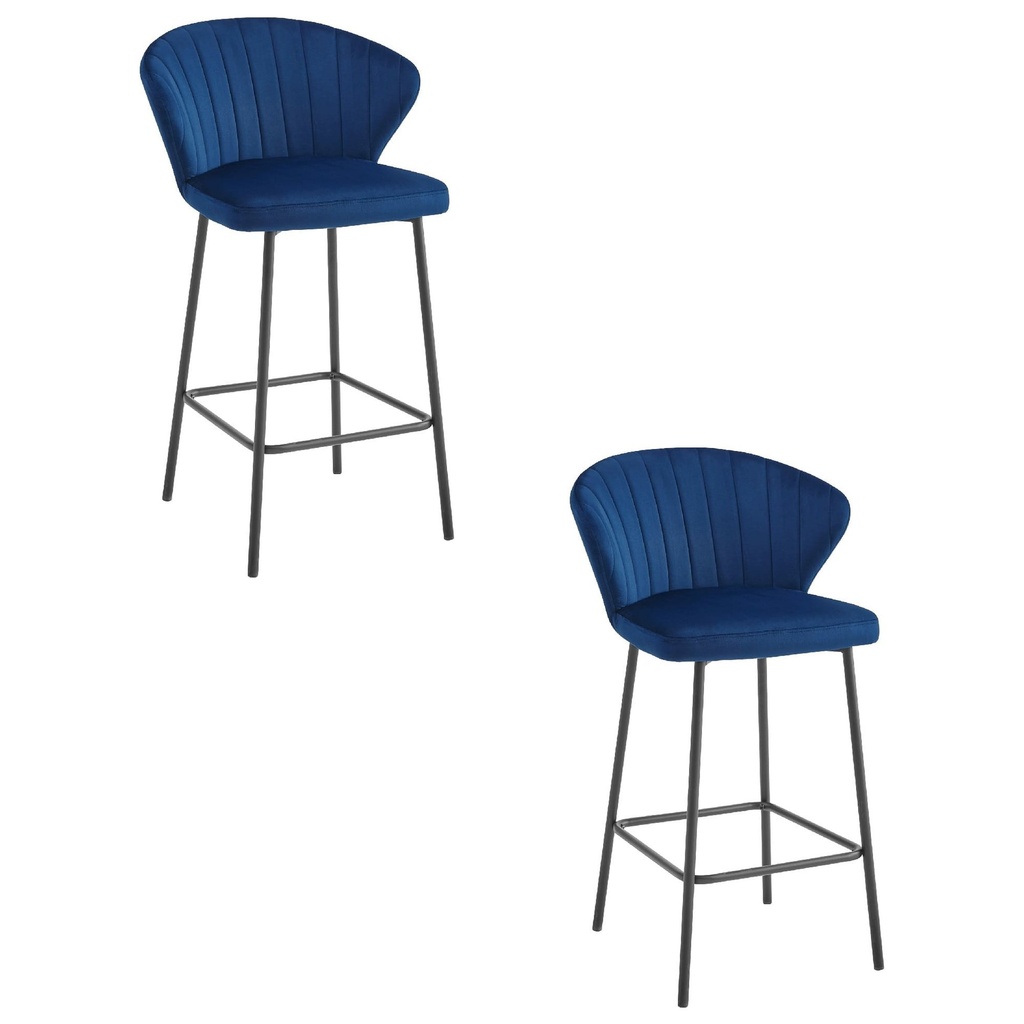 GATTA-Hocker – marineblauer Samt / schwarze Beine x 2