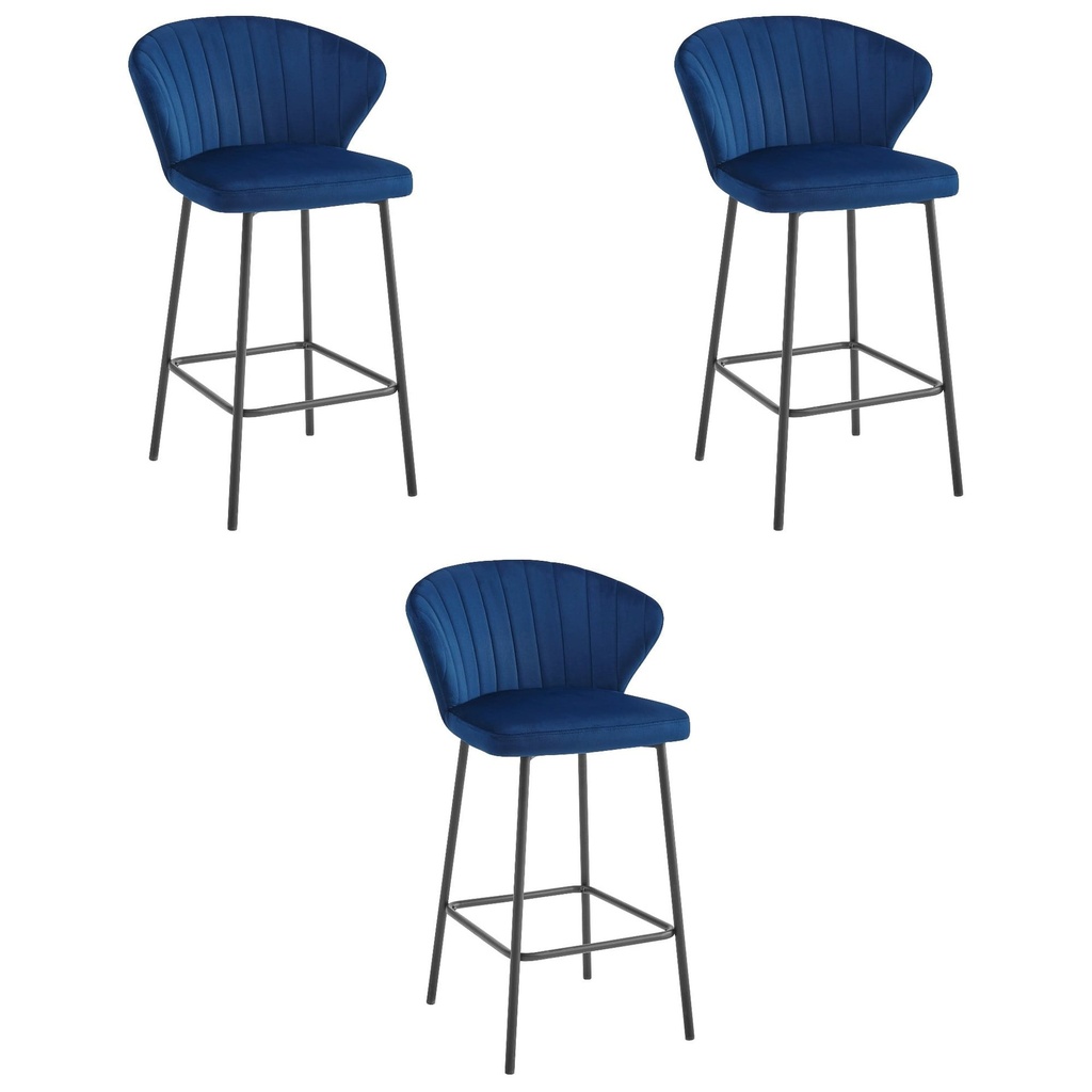 [model_3865_3-GATTA-NIRY88] GATTA-Hocker – marineblauer Samt / schwarze Beine x 3