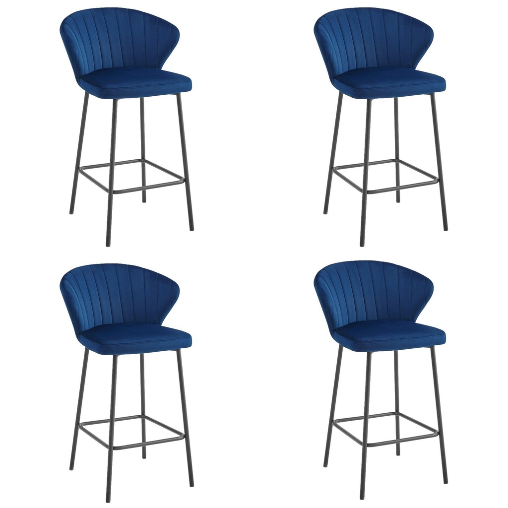 [model_3865_4-GATTA-NIRY88] GATTA-Hocker – marineblauer Samt / schwarze Beine x 4