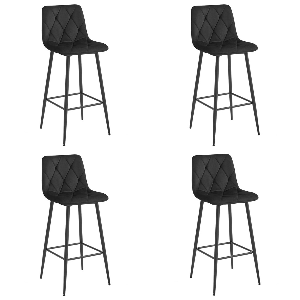 NADO Hocker – schwarzer Samt / schwarze Beine x 4