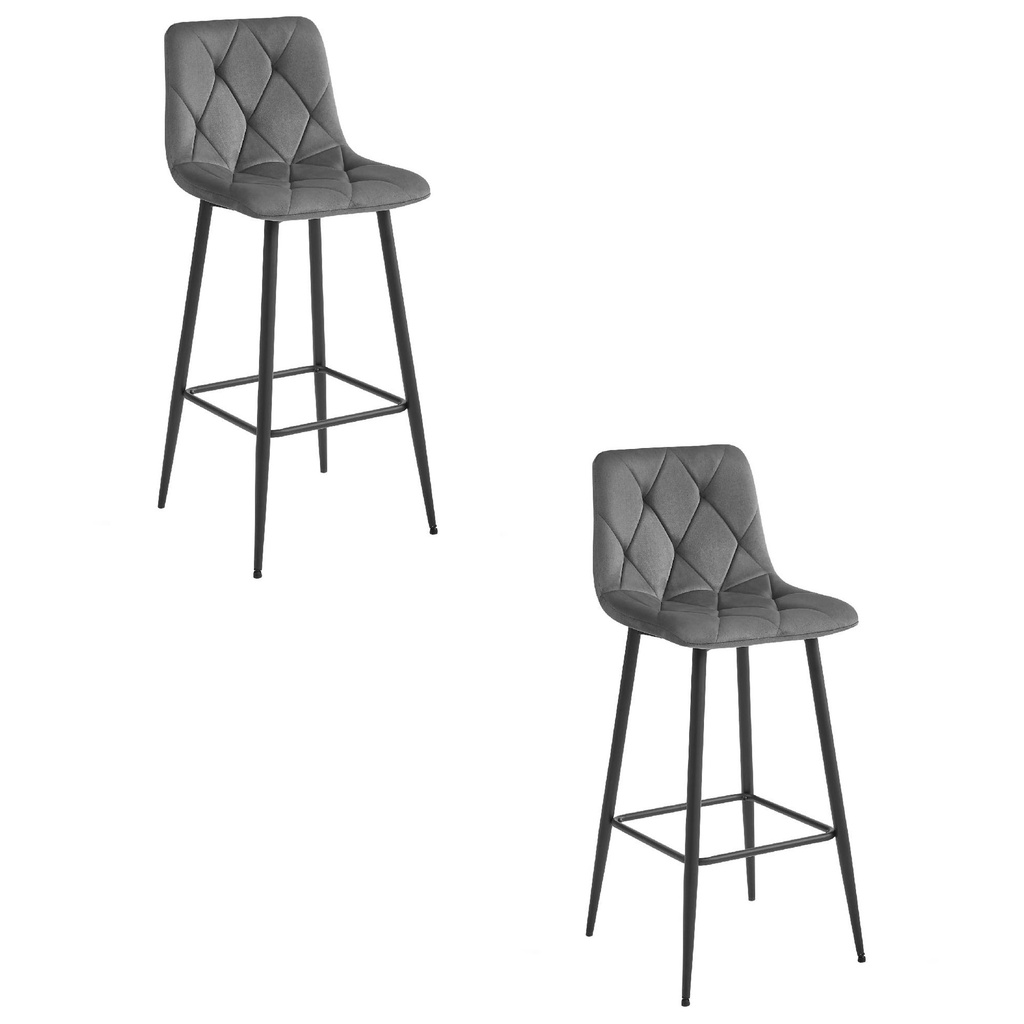 NADO Hocker – dunkelgrauer Samt / schwarze Beine x 2