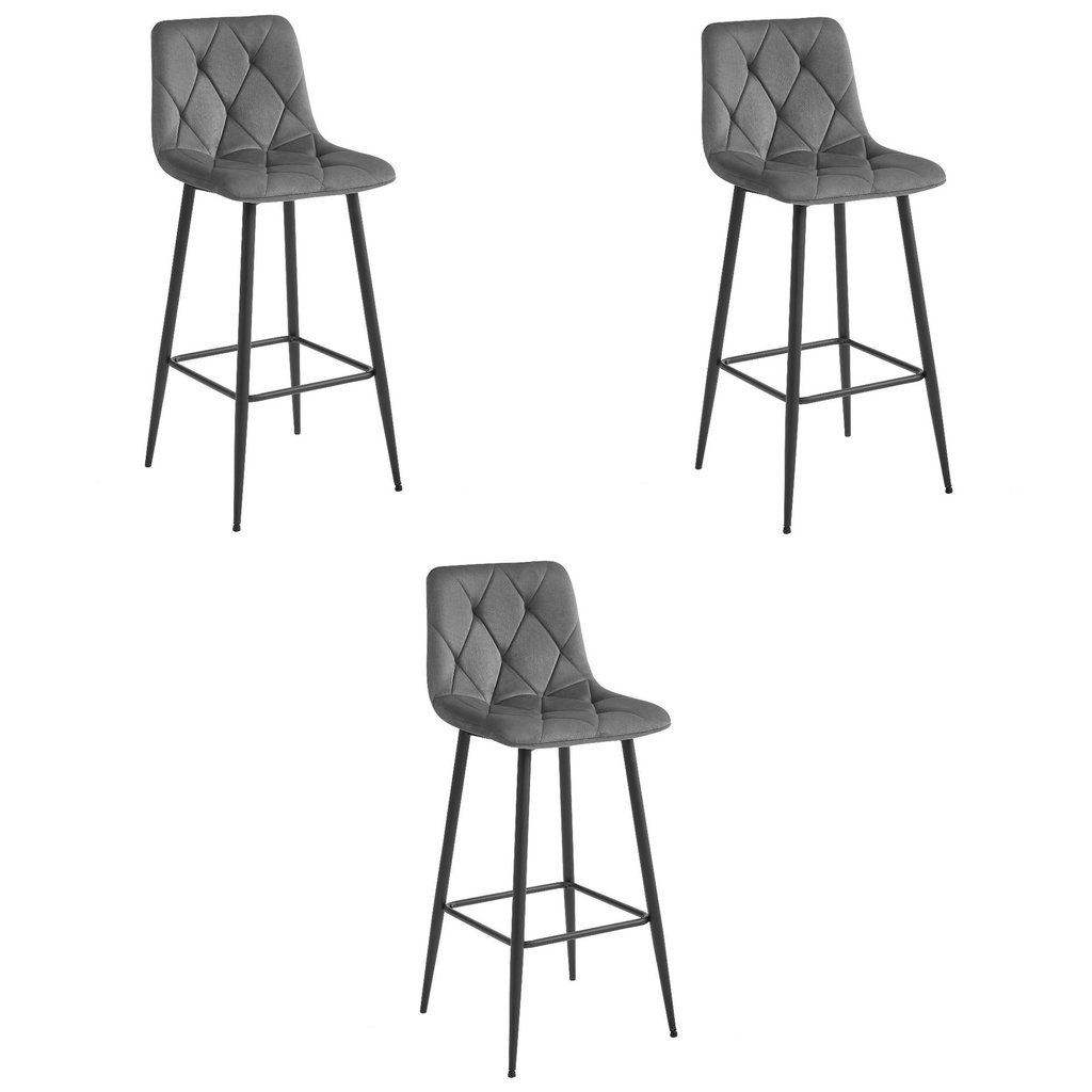 NADO Hocker – dunkelgrauer Samt / schwarze Beine x 3