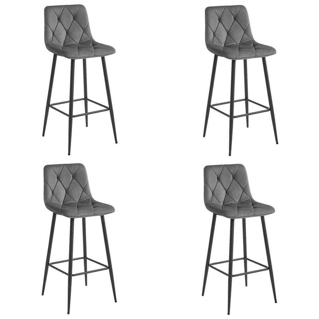 NADO Hocker – dunkelgrauer Samt / schwarze Beine x 4