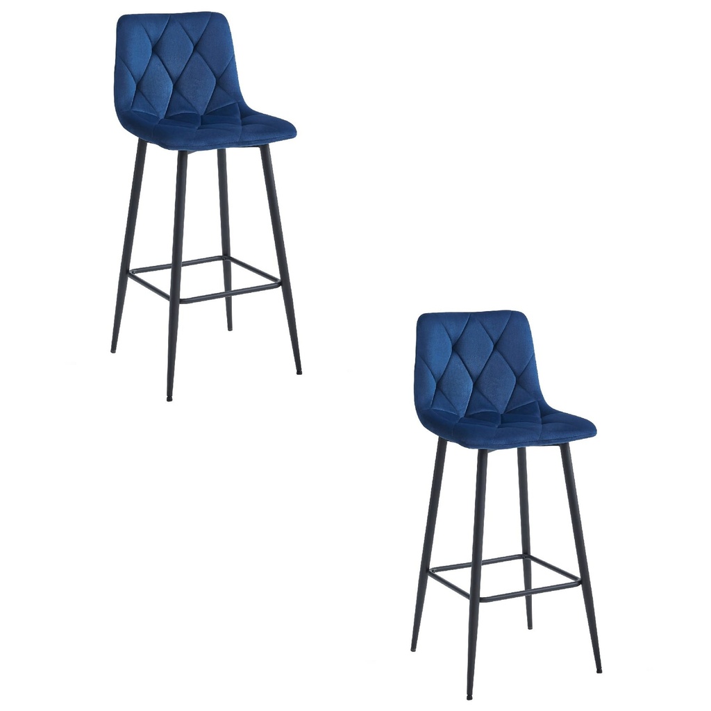 NADO Hocker – marineblauer Samt / schwarze Beine x 2