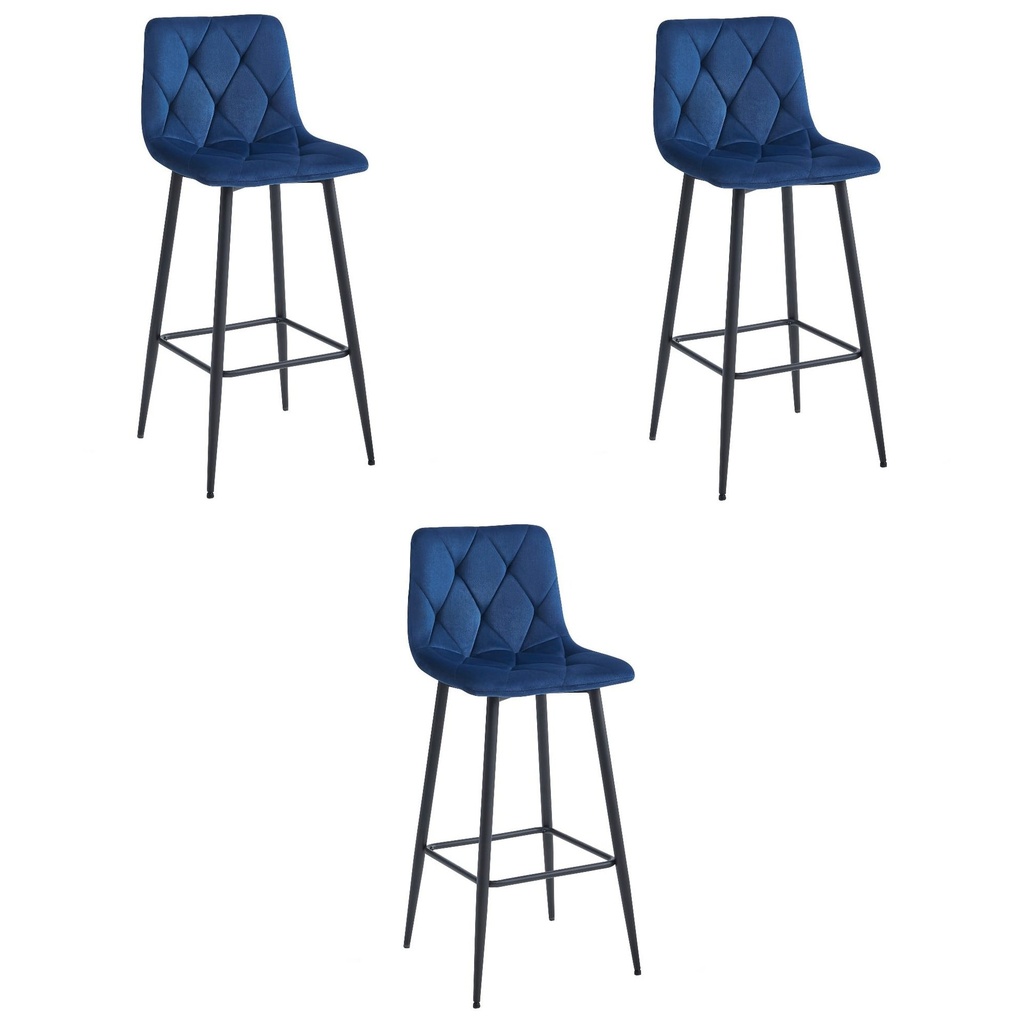 NADO Hocker – marineblauer Samt / schwarze Beine x 3