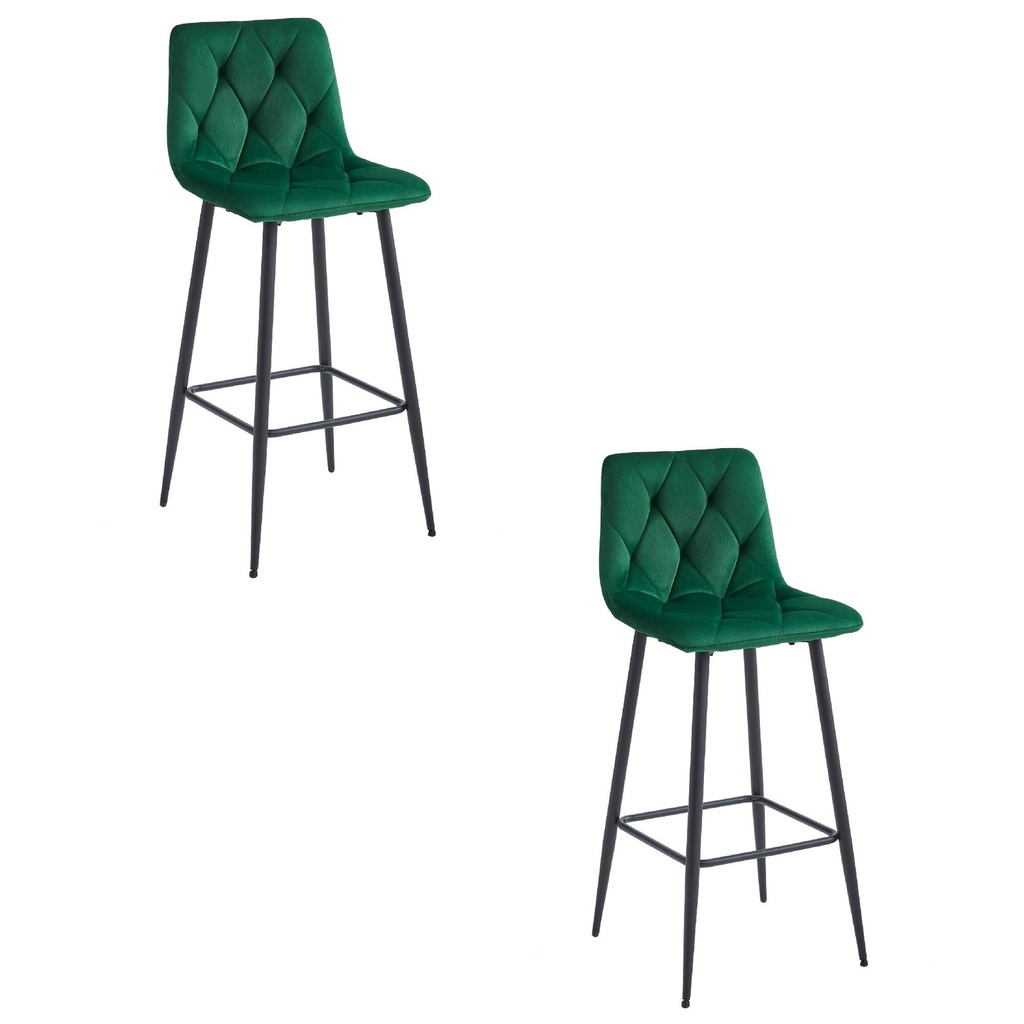 NADO Hocker – dunkelgrüner Samt / schwarze Beine x 2