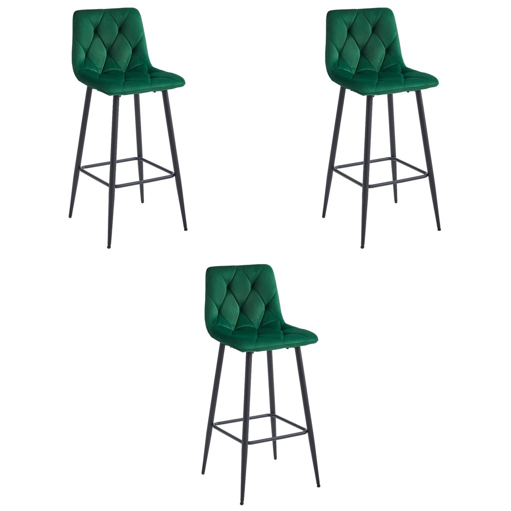 NADO Hocker – dunkelgrüner Samt / schwarze Beine x 3
