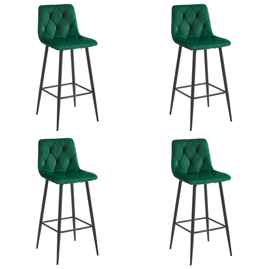 NADO Hocker – dunkelgrüner Samt / schwarze Beine x 4