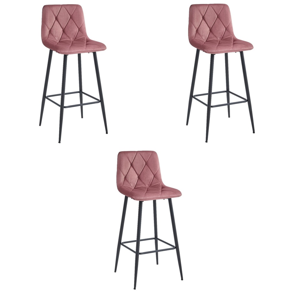 NADO Hocker – dunkelrosa Samt / schwarze Beine x 3