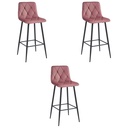 NADO Hocker – dunkelrosa Samt / schwarze Beine x 3