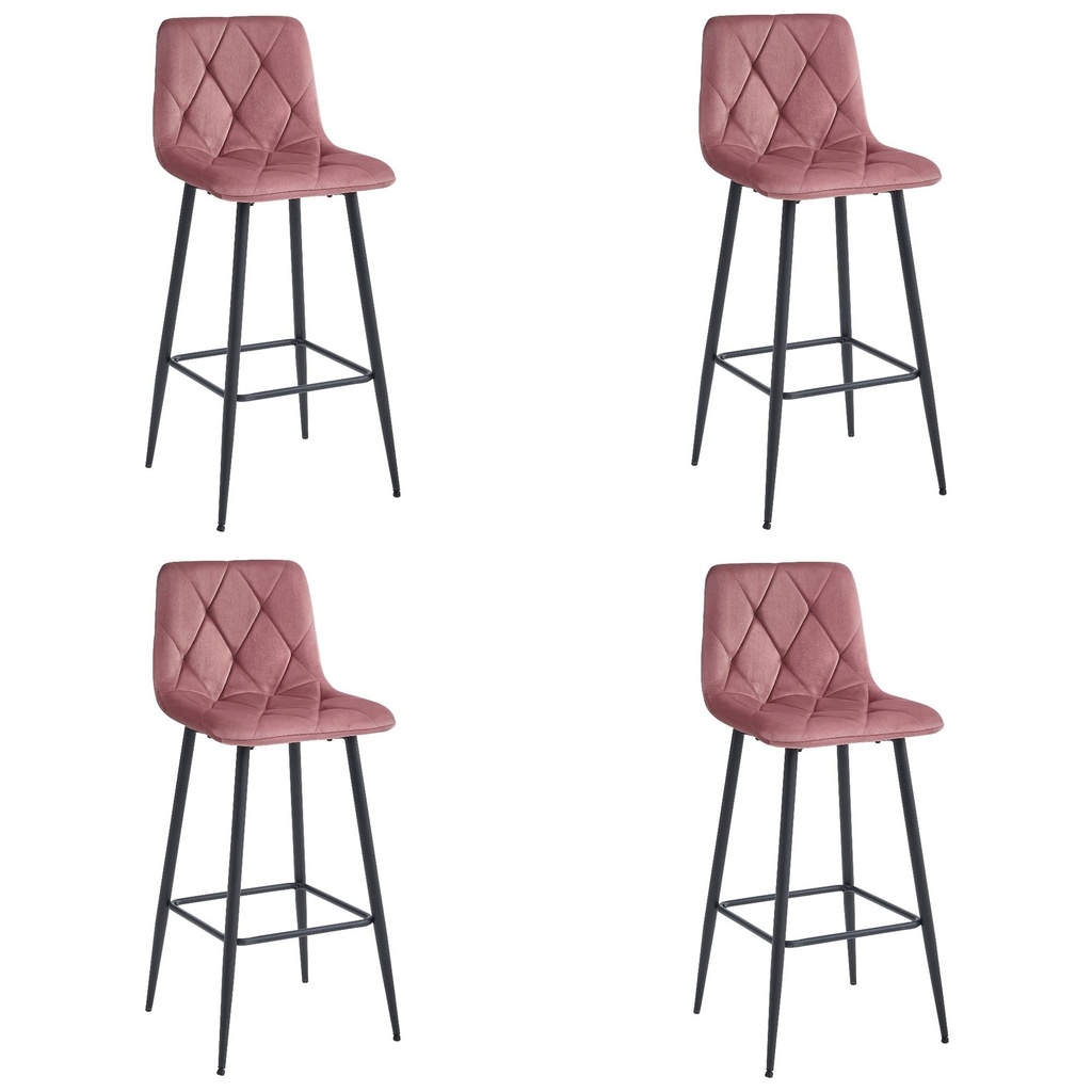 NADO Hocker – dunkelrosa Samt / schwarze Beine x 4