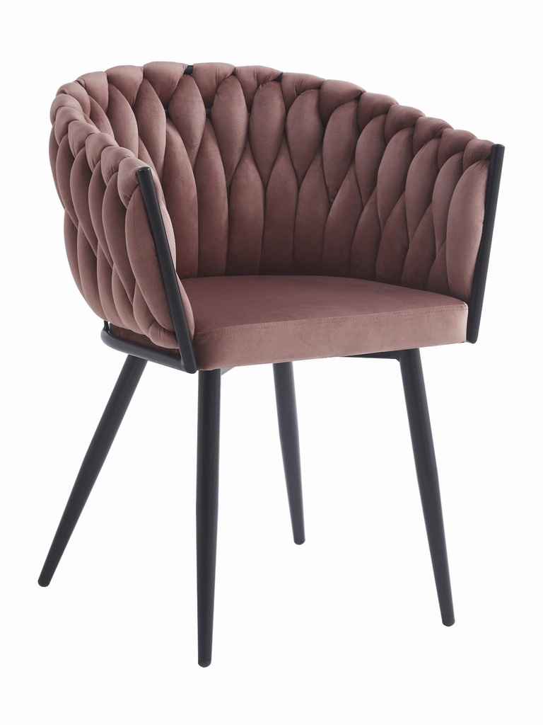 ORION Stuhl – dunkelrosa Samt / schwarze Beine x 1