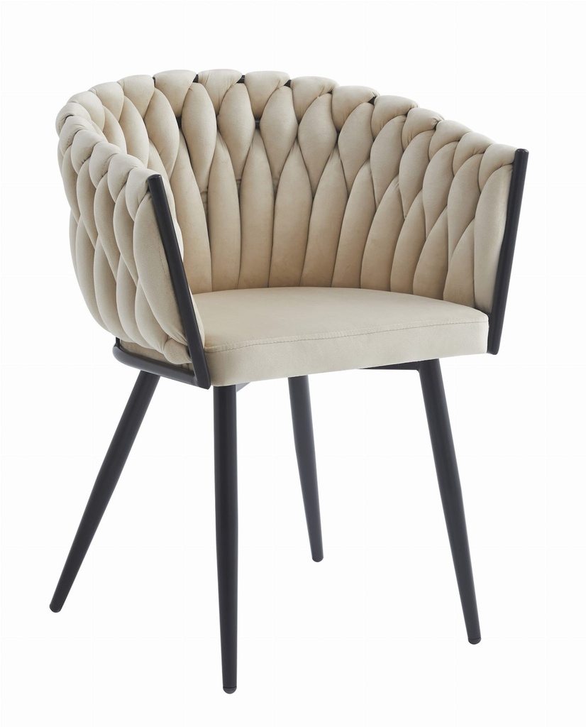 ORION Stuhl – beige Samt / schwarze Beine x 1