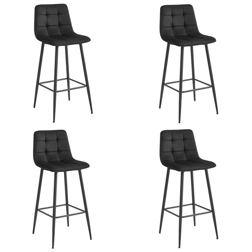 ARCETO Hocker – schwarzer Samt / schwarze Beine x 4