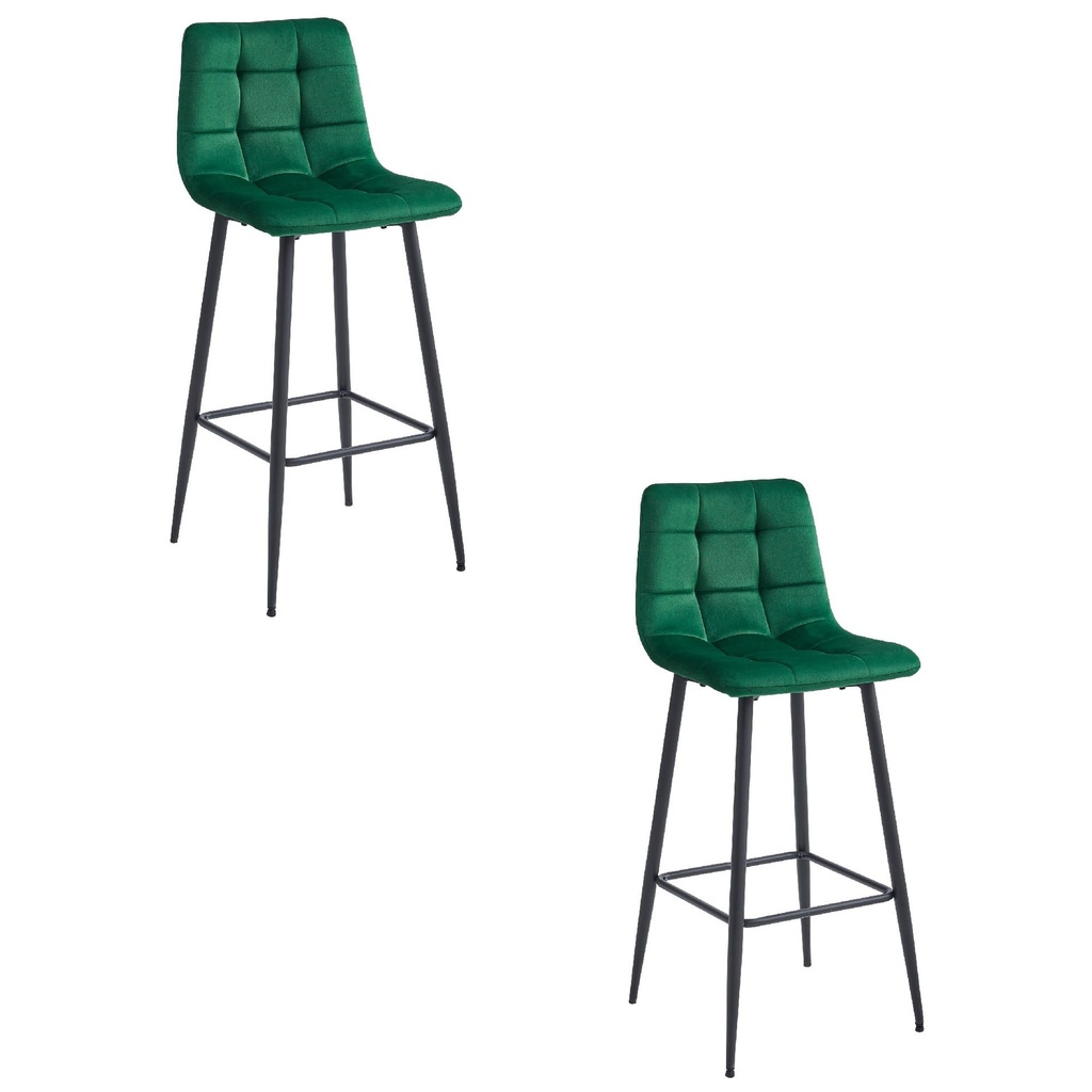 ARCETO Hocker – dunkelgrüner Samt / schwarze Beine x 2