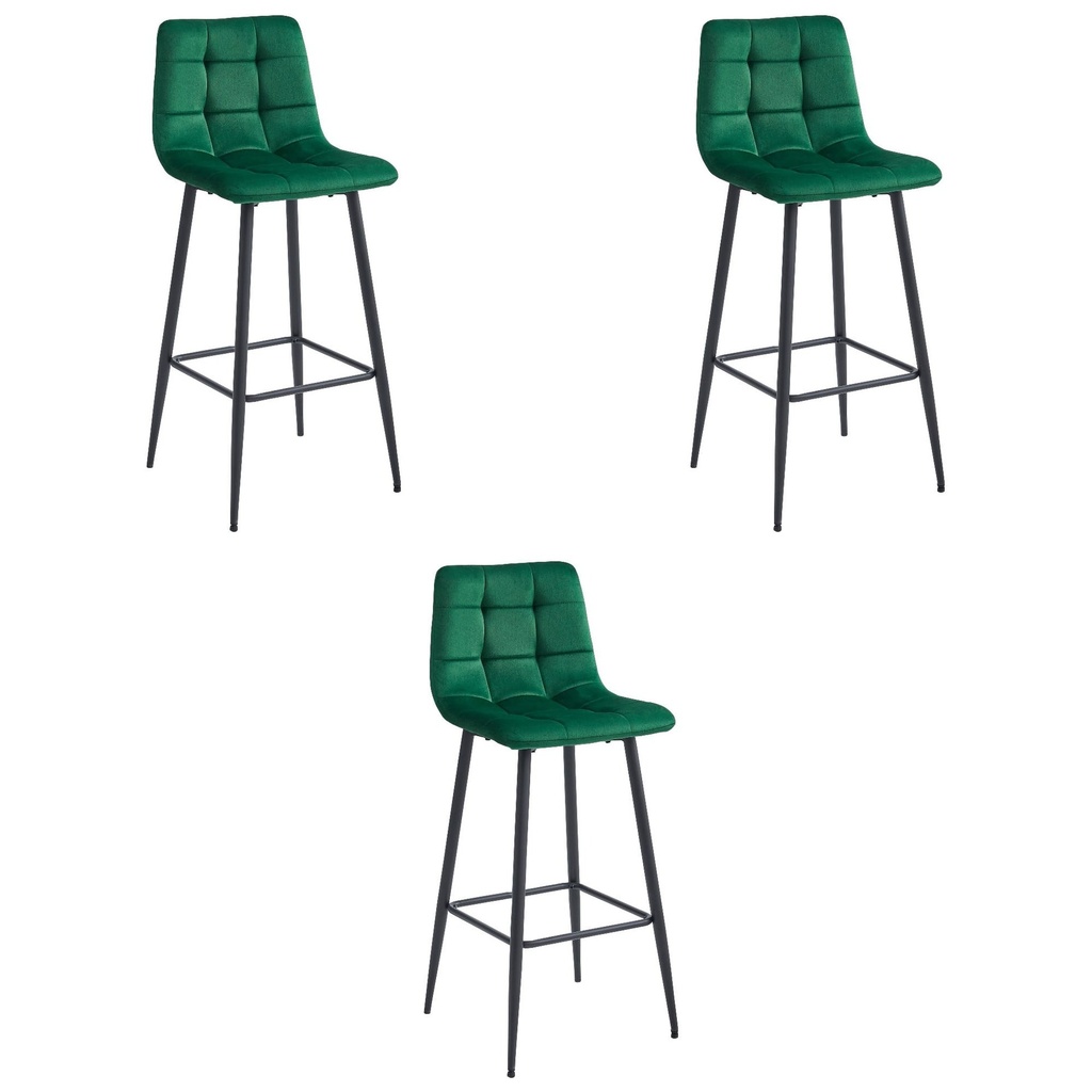 [model_3854_3-ARCETO-MONX86] ARCETO Hocker – dunkelgrüner Samt / schwarze Beine x 3