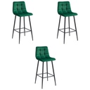 ARCETO Hocker – dunkelgrüner Samt / schwarze Beine x 3