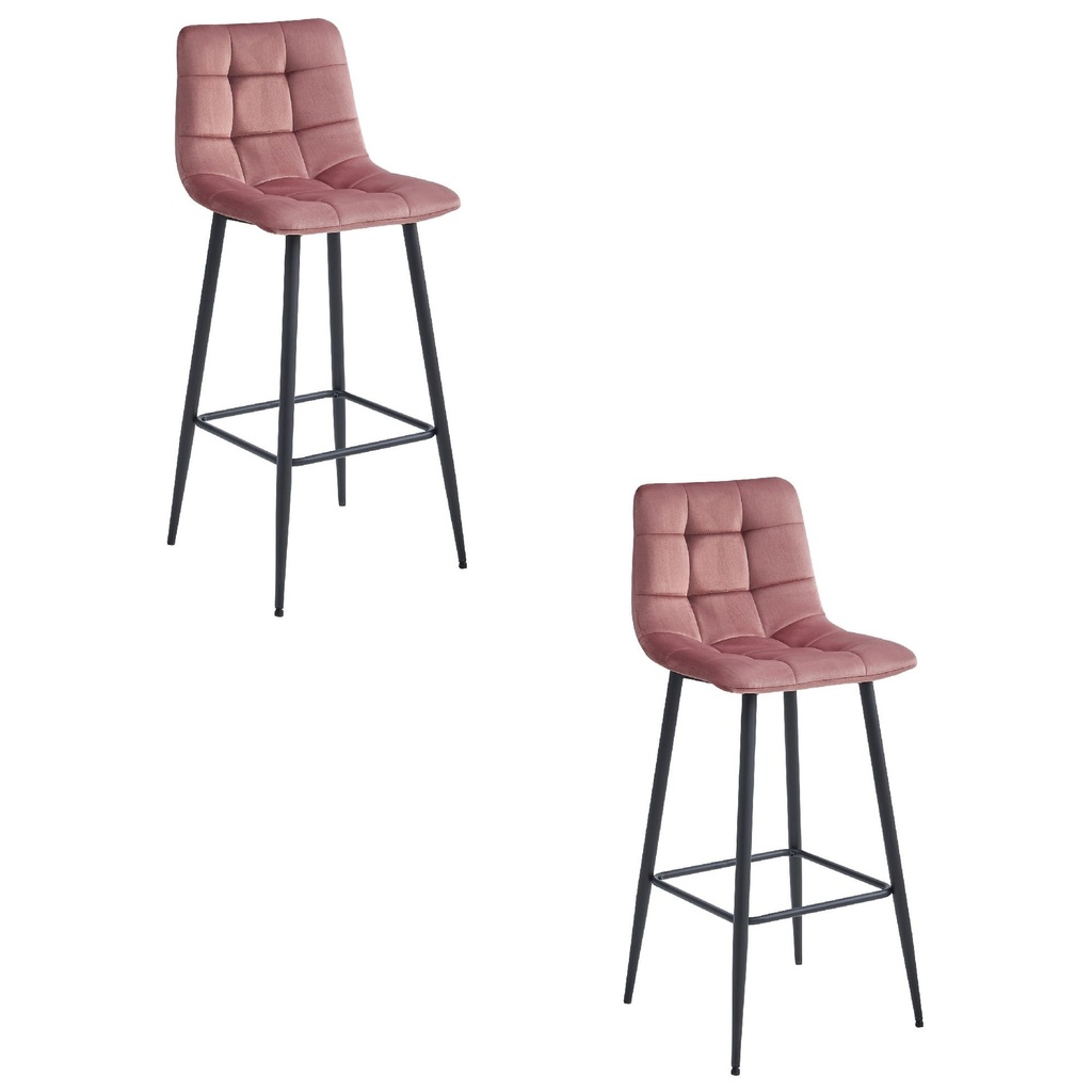 ARCETO Hocker – dunkelrosa Samt / schwarze Beine x 2
