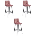 ARCETO Hocker – dunkelrosa Samt / schwarze Beine x 3