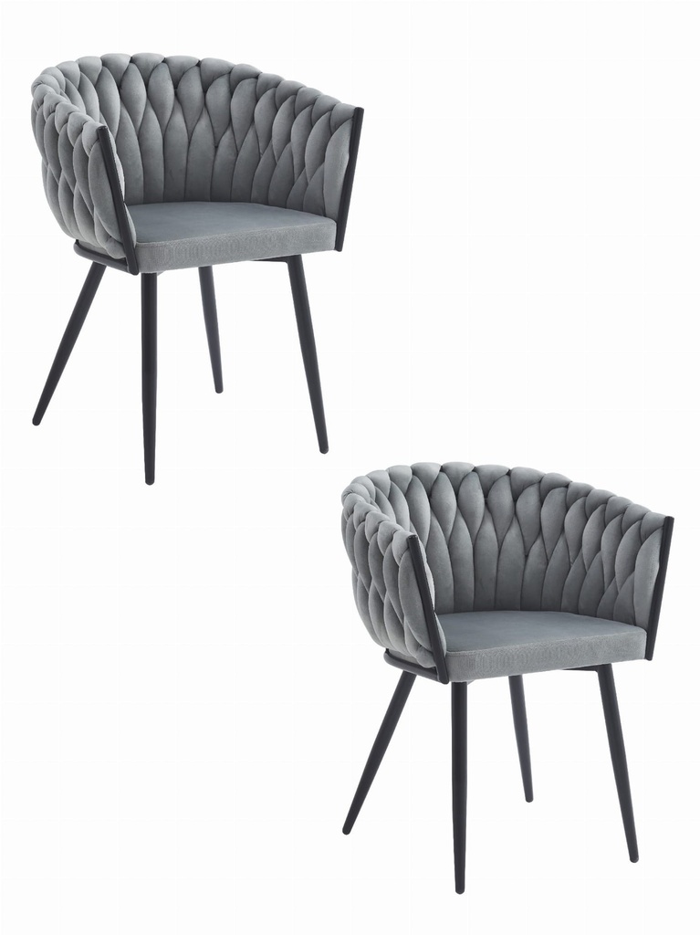 ORION Stuhl – hellgrauer Samt x 2