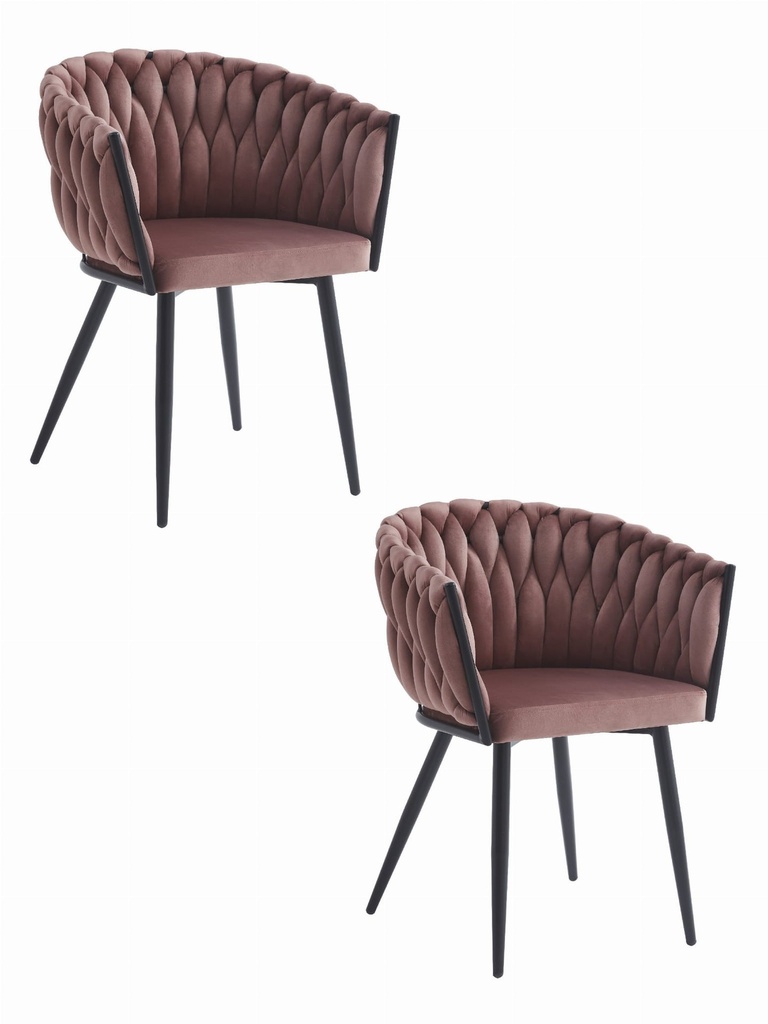 ORION Stuhl – dunkelrosa Samt / schwarze Beine x 2