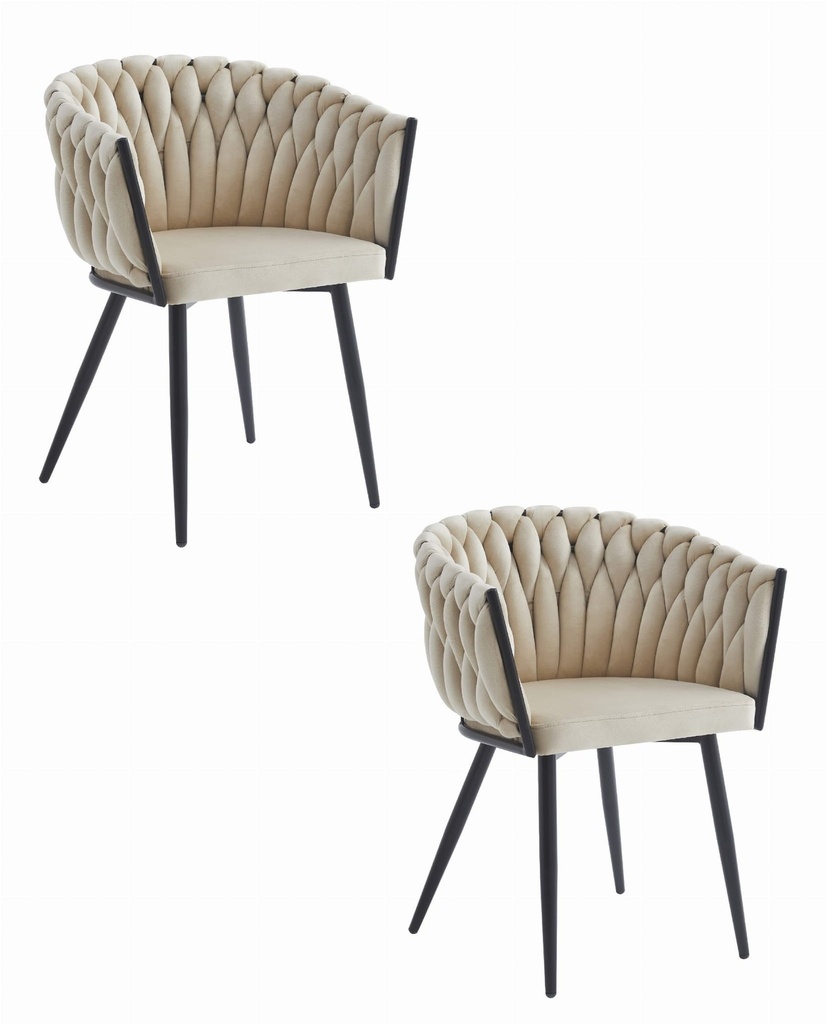 ORION Stuhl – beige Samt / schwarze Beine x 2
