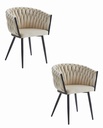 ORION Stuhl – beige Samt / schwarze Beine x 2