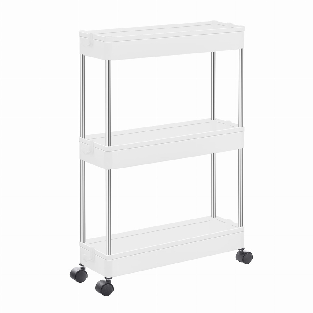 [model_2476_1] Schrank auf Rollen, 3 Regale, weiß - KSC007W01