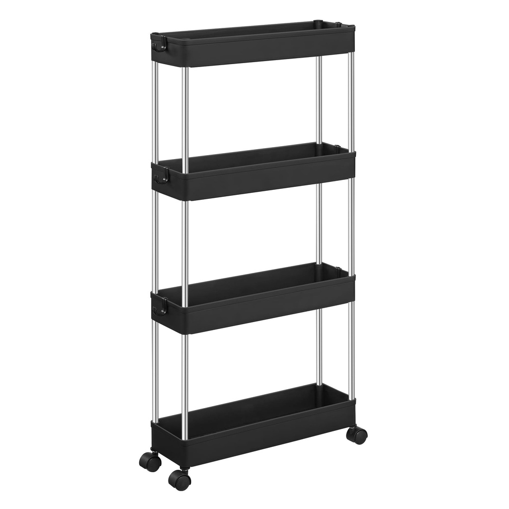 [model_2478_1] Schrank auf Rollen, 4 Regale, schwarz - KSC008B01