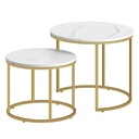 Runder Couchtisch 2 Stück - Marmor / goldene Beine