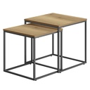 Quadratischer Couchtisch, 2 Stück – Eiche / schwarze Beine