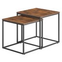 Quadratischer Couchtisch, 2 Stück - rustikal / schwarze Beine