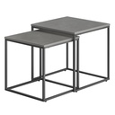 Quadratischer Couchtisch, 2 Stück – Beton / schwarze Beine