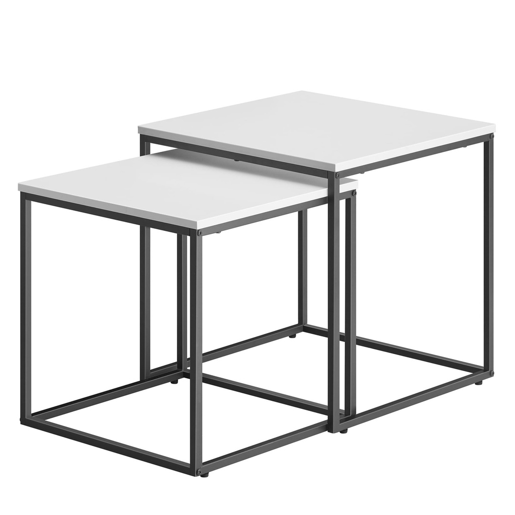 [model_2808_1] Quadratischer Couchtisch 2 Stück - weiß / schwarze Beine