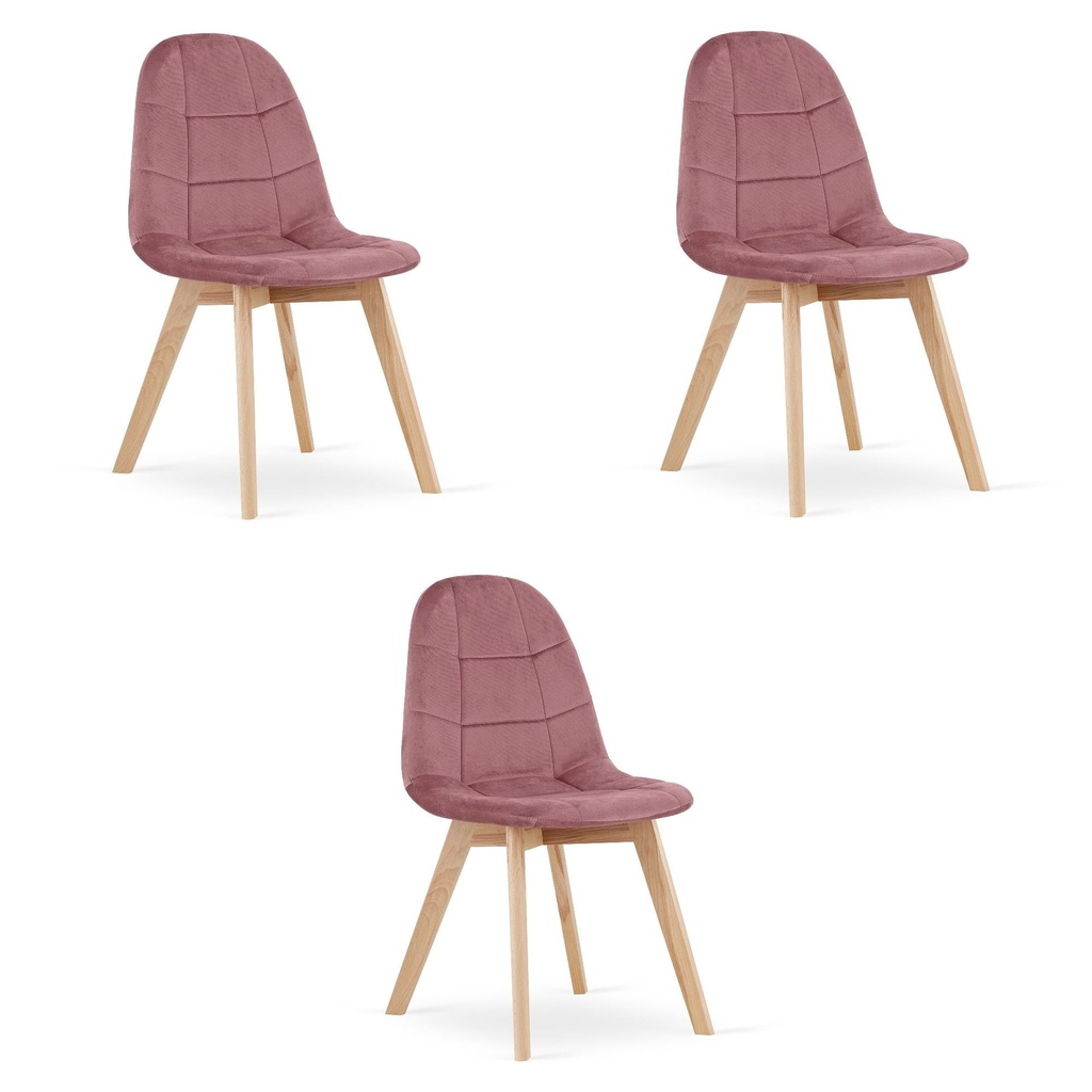 BORA Stuhl – dunkelrosa Samt x 3