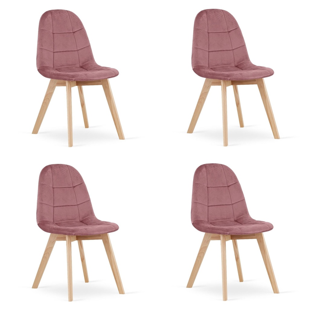 BORA Stuhl – dunkelrosa Samt x 4