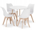 Set aus rundem KAMI-Tisch 80 cm + 4 weißen MARK-Stühlen