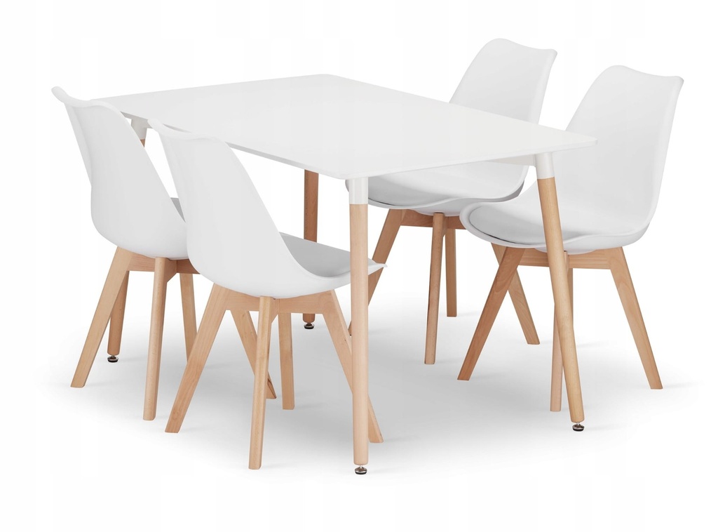 [model_3323_1-ADRIA-TRX12080+3316_4-MARK-ATTY16] ADRIA rechteckiges Tischset 120x80cm weiß + 4 weiße MARK Stühle