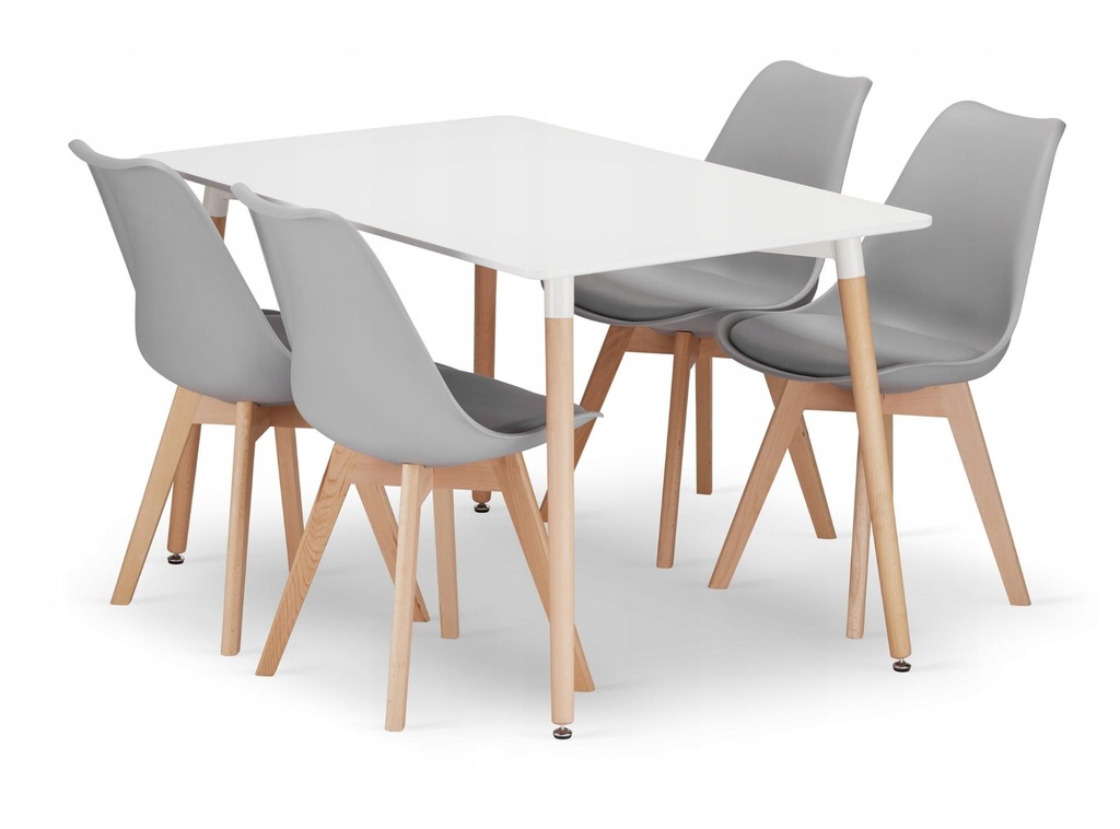 [model_3323_1-ADRIA-TRX12080+3317_4-MARK-ATTY16] ADRIA rechteckiges Tischset 120x80cm weiß + 4 MARK graue Stühle
