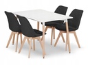Set aus rechteckigem ADRIA-Tisch 120 x 80 cm in Weiß + 4 schwarzen NORI-Stühlen