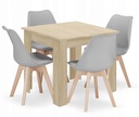 Set aus quadratischem Tisch 80x80cm Sonoma-Eiche + 4 Stühlen MARK grau