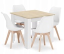 Set aus quadratischem Tisch 80x80cm Sonoma-Eiche + 4 weißen MARK-Stühlen