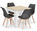 Set aus quadratischem Tisch 80x80cm Sonoma-Eiche + 4 schwarzen MARK-Stühlen