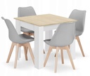 Set aus quadratischem Tisch 80x80cm Sonoma-Eiche + 4 Stühlen MARK grau