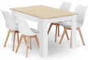 Set aus rechteckigem Tisch 120x80cm Sonoma-Eiche + 4 weißen MARK-Stühlen