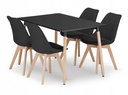 Set aus rechteckigem ADRIA-Tisch 120 x 80 cm in Schwarz + 4 schwarzen NORI-Stühlen