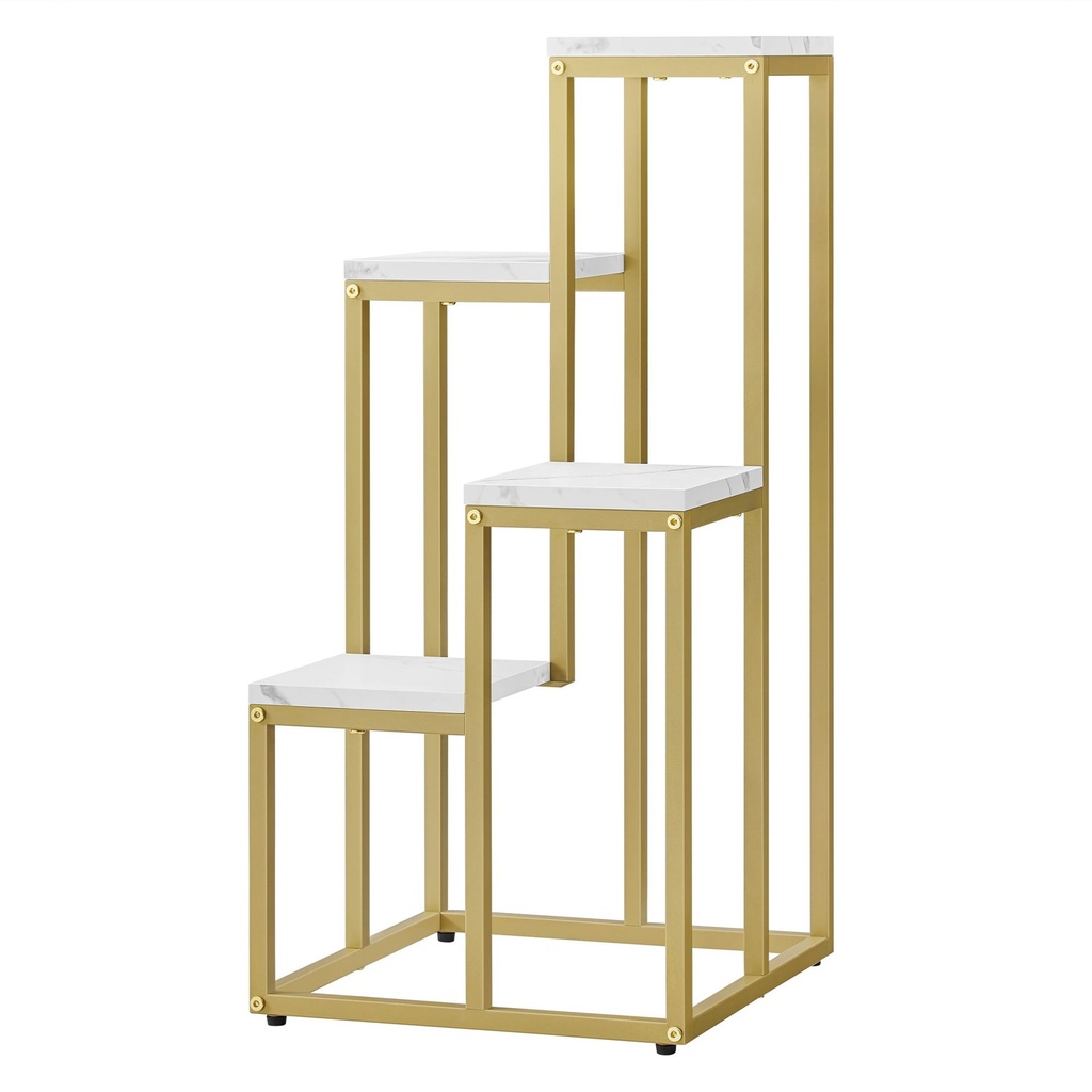 [model_2811_1] Blumenständerregal mit 4 Ablagen – Marmor/goldene Beine