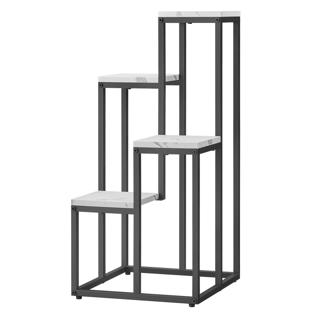 [model_2812_1] Blumenständerregal mit 4 Ablagen – Marmor / schwarze Beine