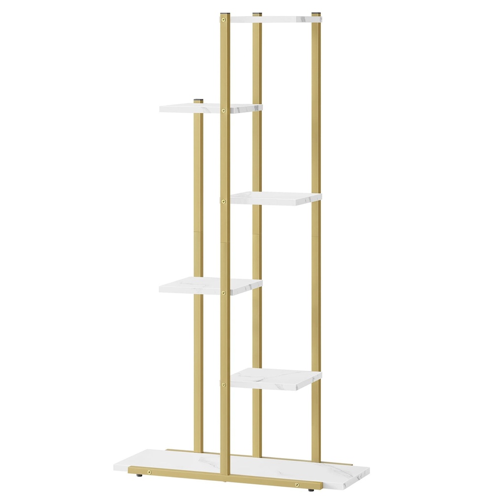 [model_2815_1] Blumenständerregal mit 6 Ablagen – Marmor/goldene Beine