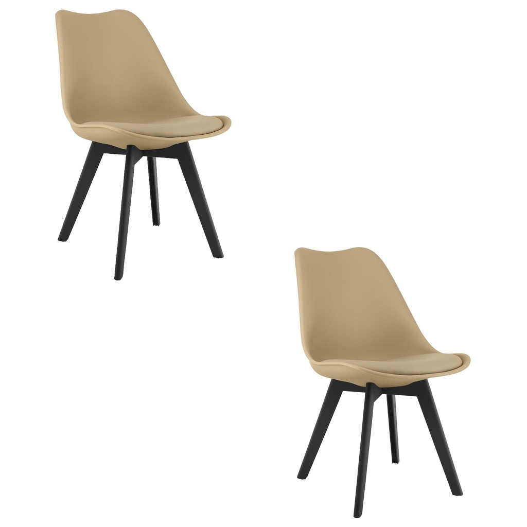 MARK Stuhl – dunkelbeige / schwarze Beine x 2